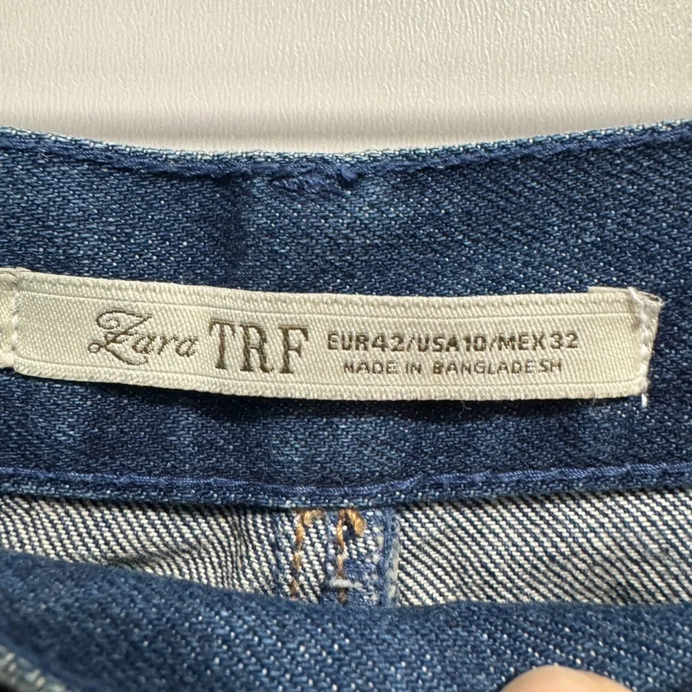 Zara Distressed Asymmetrical Waist Denim Mini Skirt Blue - Picture 5 of 10